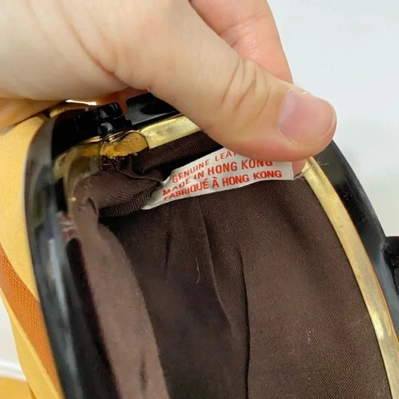 Vintage - Dual Tone Brown and Cream Leather Mini Clutch Bag - Picture 4 of 4